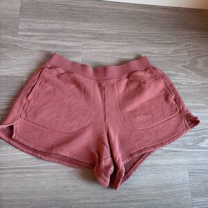 MADEWELL MDL Soft Textured High Waist Pull On Cotton Pink Lounge shorts